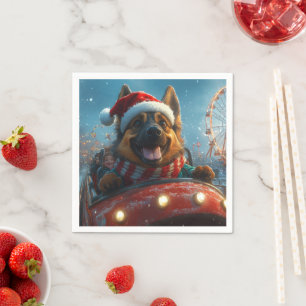 Guardanapo De Papel Cão Pastor Belga Montanha-russa Natal