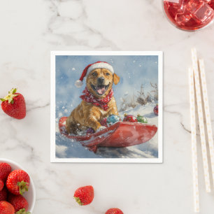 Guardanapo De Papel Cão Rhodesian Ridgeback em Trenó de Natal