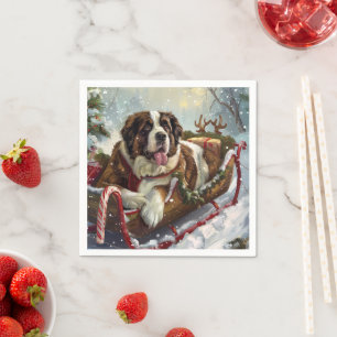 Guardanapo De Papel Cão São Bernardo Natal Festivo