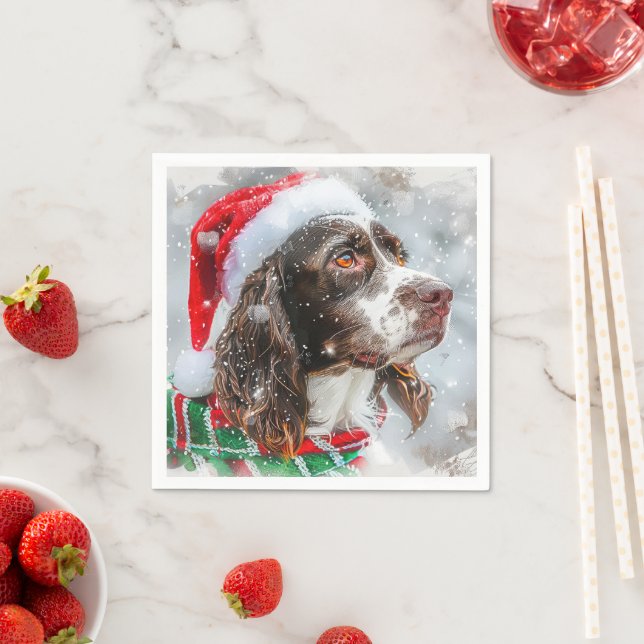 Guardanapo De Papel Cão Springer Spaniel Natal Festivo (Insitu)