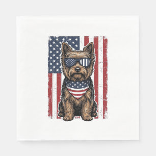 Guardanapo De Papel Cão Terrier Patriótico Bandeira Vintage Desenho Ve