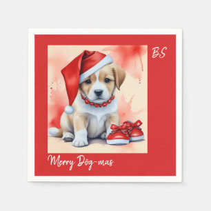 Guardanapo De Papel Cãozinho bonito em disfarce Natal festivo