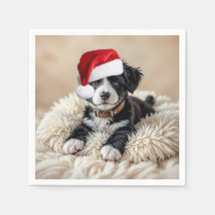 Guardanapo De Papel Cãozinho de Natal em Travesseiro com Pelo