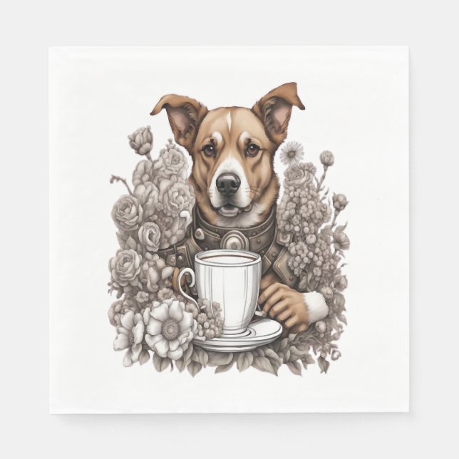 Guardanapo De Papel cãozinho e café (Frente)