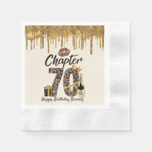 Guardanapo De Papel Capítulo 70 Leopard Print 70 Birthday Queen Dourad