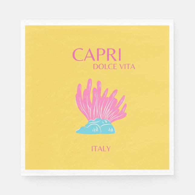 Guardanapo De Papel Capri Dolce Vita, Viagem art, amarelo (Frente)