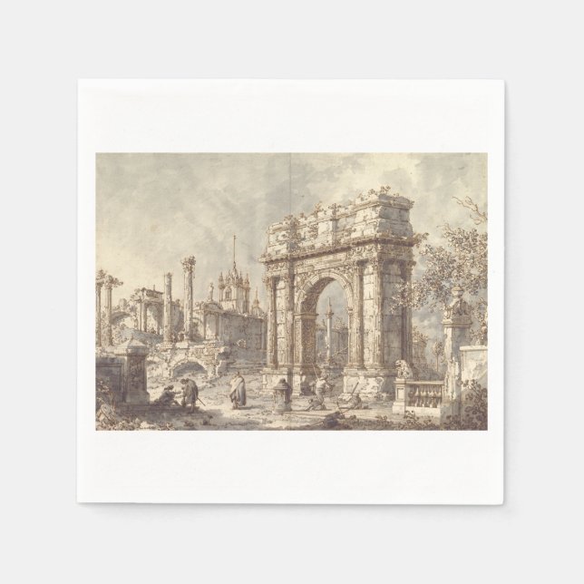 Guardanapo De Papel Capriccio com arco triunfal romano (Frente)