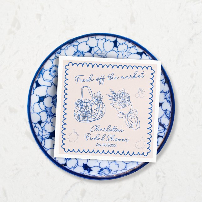 Guardanapo De Papel Caprichoso Chá de Noiva Desenhado à Mão Fora do Me (Whimsical Off The Market Hand Drawn Bridal Shower Napkins)