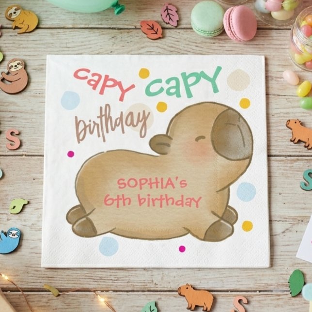 Guardanapo De Papel Capy capybara birthday (Criador carregado)