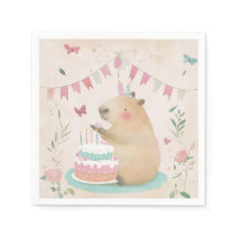 Capybara Birthday Bash Party Decor Paper Napkins