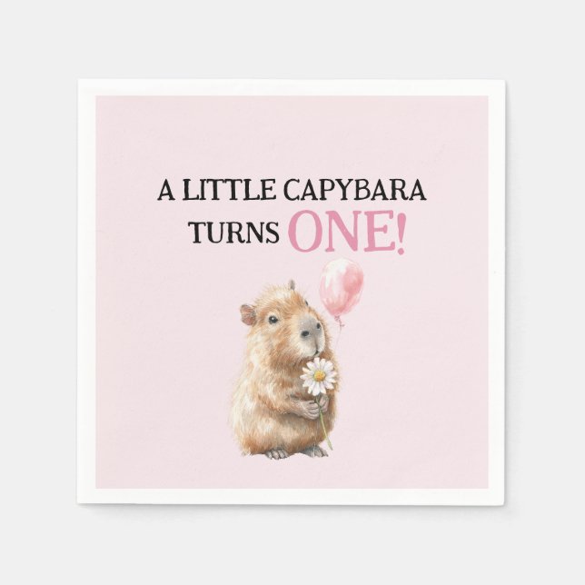 Guardanapo De Papel Capybara Birthday Napkin • First Birthday (Frente)