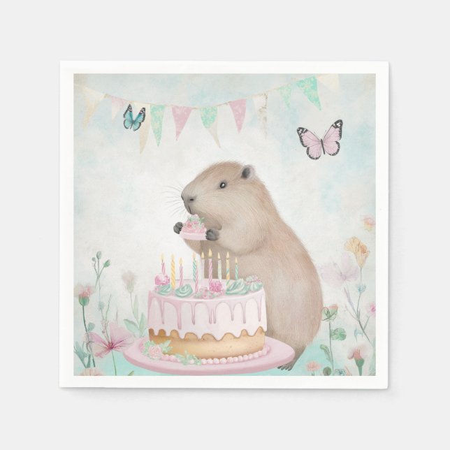 Guardanapo De Papel Capybara Cakefest Kids - Papel do Partido Napkins (Frente)