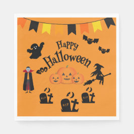 Guardanapo De Papel Caracteres Felizes de Halloween e Halloween