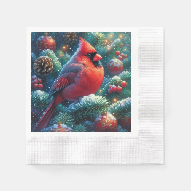 Guardanapo De Papel Cardeal de Natal/Inverno (Frente)