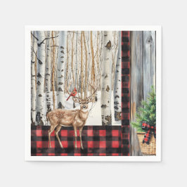 Guardanapo De Papel Cardeal e papel de veado para cenários de férias d