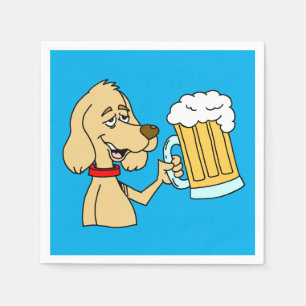 Guardanapo De Papel Caricatura Cão Com Festa De Cerveja