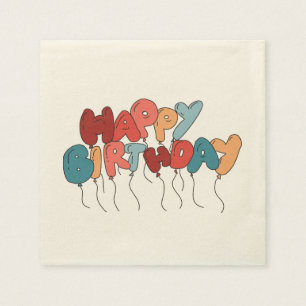 Guardanapo De Papel Caricatura Estilo Feliz Aniversário Balões Carta