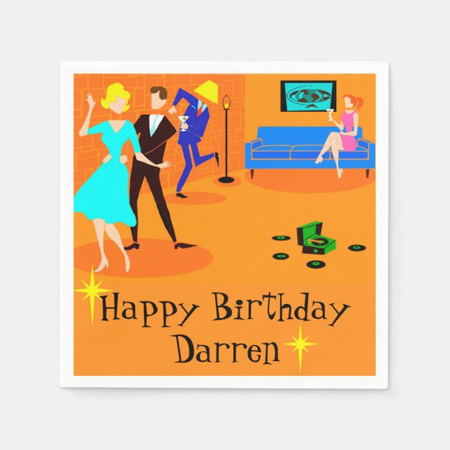 Guardanapo De Papel Caricaturas Retro Partido Cocktail Descartável Nap (Frente)