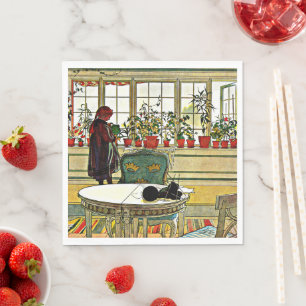 Guardanapo De Papel Carl Larsson - Flores no Parapeito da Janela