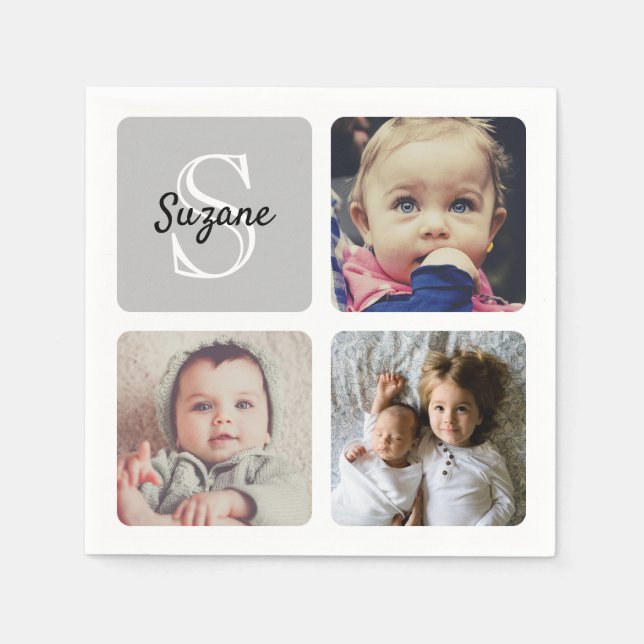 Guardanapo De Papel Carregue seu monograma de fotos (Frente)