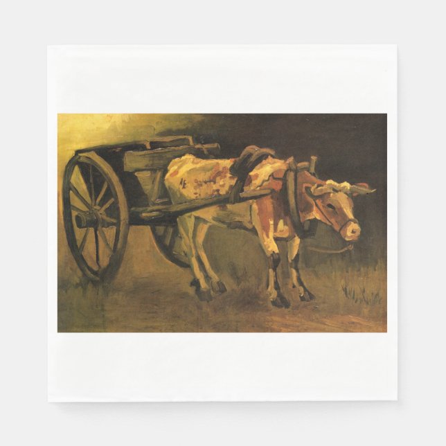 Guardanapo De Papel Carrinho com Ox Vermelho e Branco (Vincent van Gog (Frente)