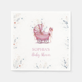 Guardanapo De Papel Carrinho de Bebê Rosa