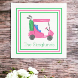 Guardanapo De Papel Carrinho de Golfe Rosa Personalizado de Pré-Disque