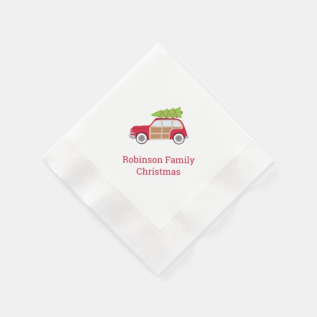 Guardanapo De Papel Carro com Árvore de Natal - Papel Diagonal Napkin (Canto)