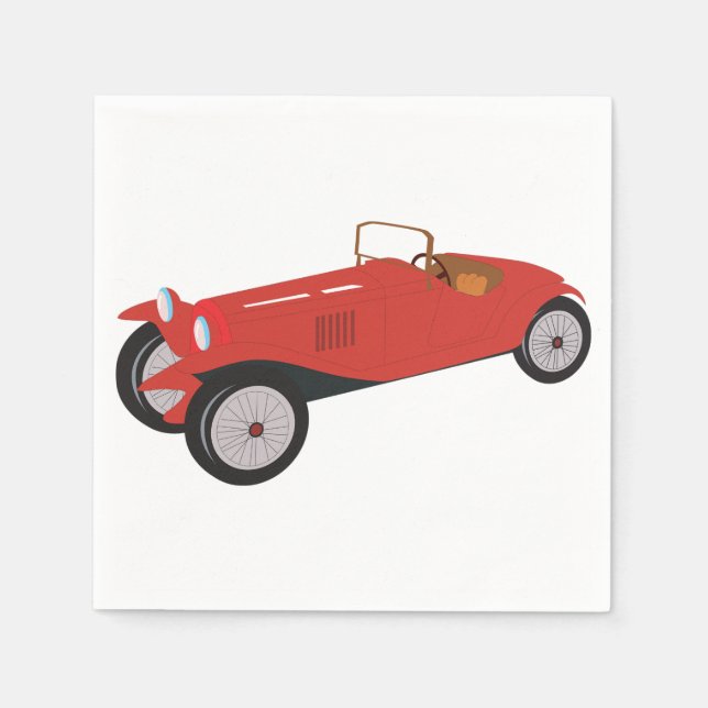 Guardanapo De Papel Carro Esportivo Vermelho Clássico Antigo Roadster  (Frente)