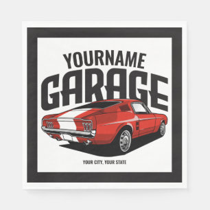 Guardanapo De Papel Carro Muscular Personalizado, 1967, Garagem Vermel