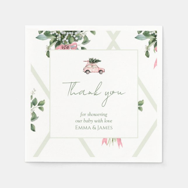 Guardanapo De Papel Carro Rosa e Árvore Aquarela Nápoles (Frente)