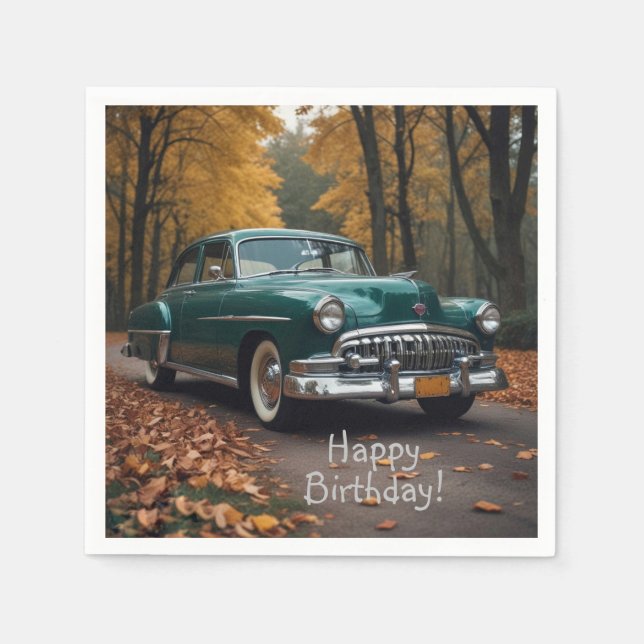 Guardanapo De Papel Carro Verde Antiquado (Frente)