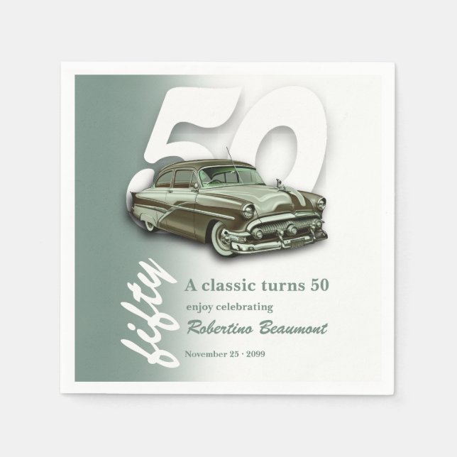 Guardanapo De Papel Carro Verde Clássico Completa 50 Anos (Frente)
