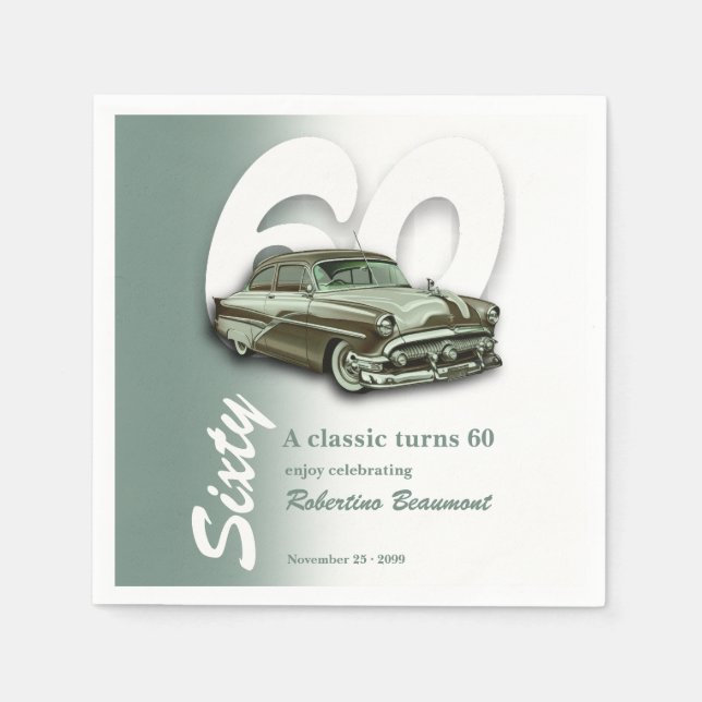 Guardanapo De Papel Carro Verde Clássico Completa 60 Anos (Frente)