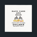 Guardanapo De Papel Carros de Corrida & Cerveja Bandeira Xadrez Aniver<br><div class="desc">Escolha este divertido design de convite de aniversário de corrida rápida e celebre seu aniversário na pista de corrida dirigindo ou assistindo os carros correndo. Celebre e aproveite sua degustação de cerveja enquanto assiste aos carros rápidos correndo! Ou organize um torneio de carros de corrida de aniversário.</div>