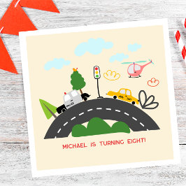 Guardanapo De Papel Carros e veículos no aniversário do garoto da estr