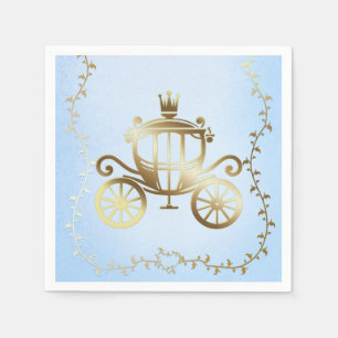 Guardanapo De Papel Carruagem de Ouro Elegante Conto Azul Real