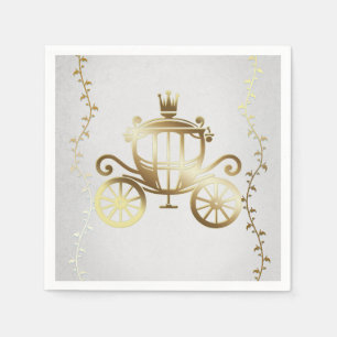 Guardanapo De Papel Carruagem de Ouro Elegante História de Branco da R