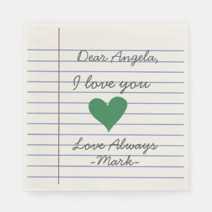 Guardanapo De Papel Carta de amor manuscrita do notebook ou mensagem p