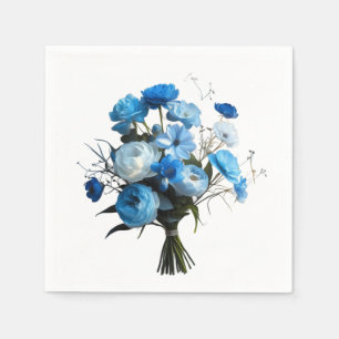 Guardanapo De Papel Cartão Azul e Flores Brancas