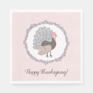 Guardanapo De Papel Cartão de Ação de Graças Feliz Turquia Branca