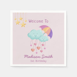 Guardanapo De Papel Cartão de aniversário colorido de guarda-chuva com