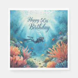 Guardanapo De Papel Cartão de aniversário subaquático de 50 anos de me