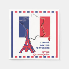 Guardanapo De Papel Cartão postal de Bandeira Francês BASTILLE DAY Pat