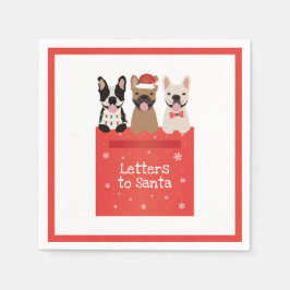 Guardanapo De Papel Cartas Para o Papai Noel Bulldogues Franceses
