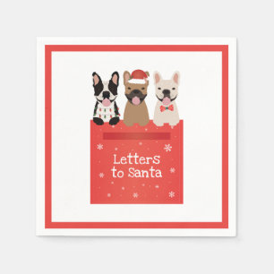 Guardanapo De Papel Cartas Para o Papai Noel Bulldogues Franceses
