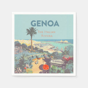 Guardanapo De Papel Cartaz de Viagem Vintage de Gênova Riviera Italian