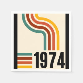 Guardanapo De Papel Cartaz Retro Vintage 1974 Aniversário de 50 anos