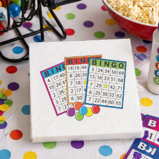 Guardanapo De Papel Cartões Coloridos de Bingo com Fichas