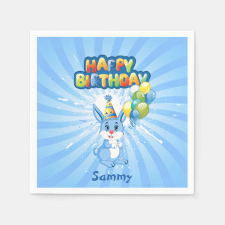 Guardanapo De Papel Cartografia de aniversário de Bunny Azul